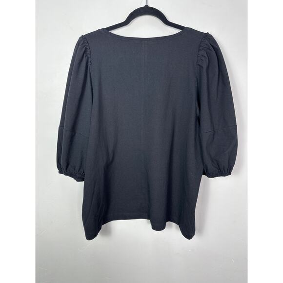 Madewell NWT Women’s Black Puff Sleeve V Neck Top size XXL - Picture 6 of 8